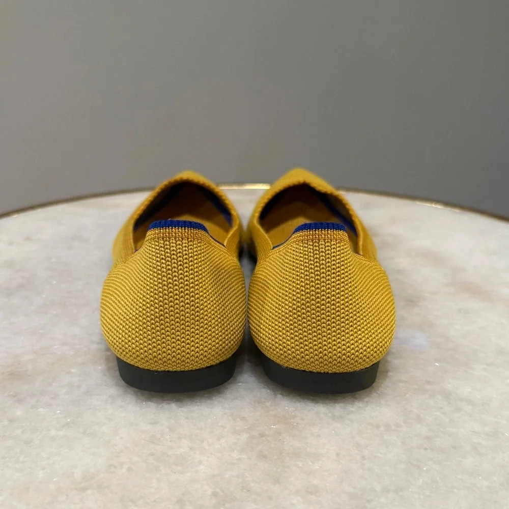 Rothy's The Point Flats Women's Size 5 Mustard Yellow Knit Pointed Toe Shoes - Picture 5 of 6